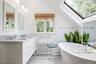 Luxurious Ensuite bathroom featuring a skylight and soaking tub.