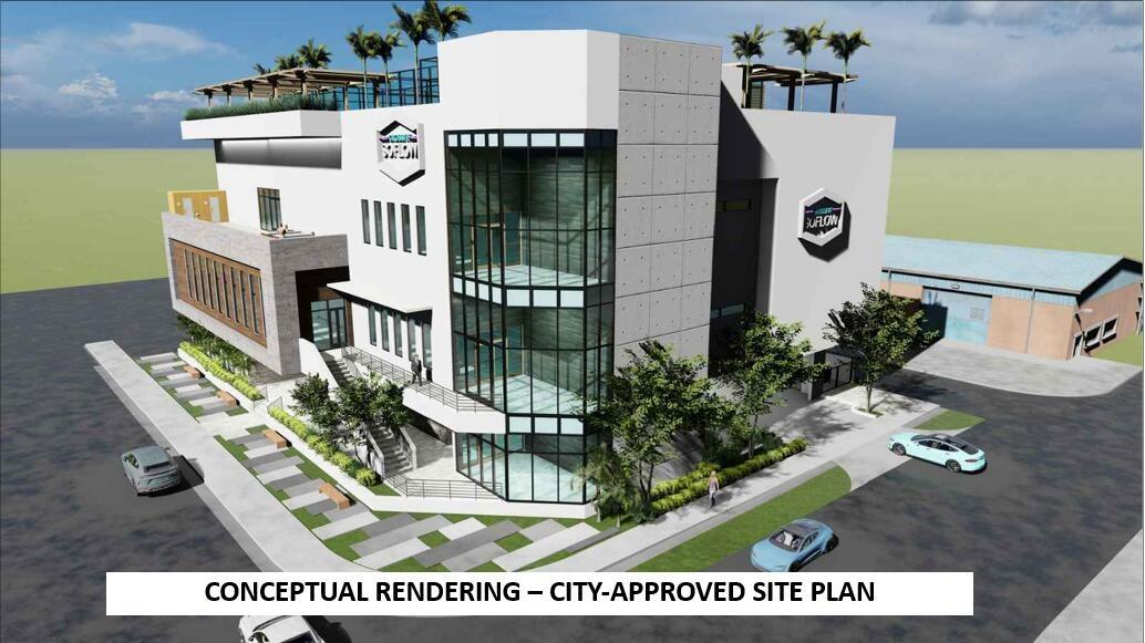 Conceptual rendering illustrating the proposed four-story development and prominent corner orientation.