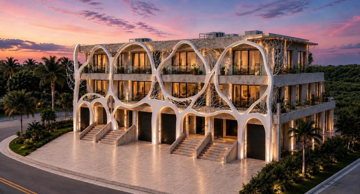 Exterior of Gaudi Villas Fort Lauderdale Sunrise intracoastal.