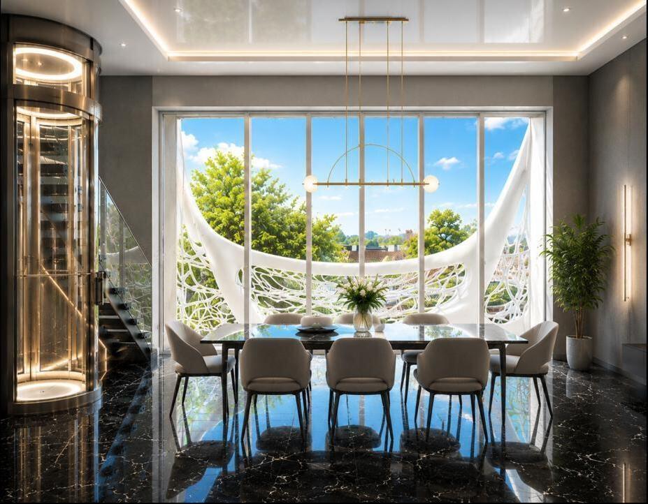 Dinign room and balcony Gaudi Villas Fort Lauderdale Sunrise intracoastal.