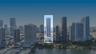 High-rise residential tower featuring a cylindrical glass facade and reinforced concrete structure