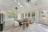 Sun drenched Pool house. Spectacular living room with  high beamed ceiling
