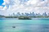 Direct waterfront exposure featuring open water access, maritime activity, and a panoramic skyline backdrop