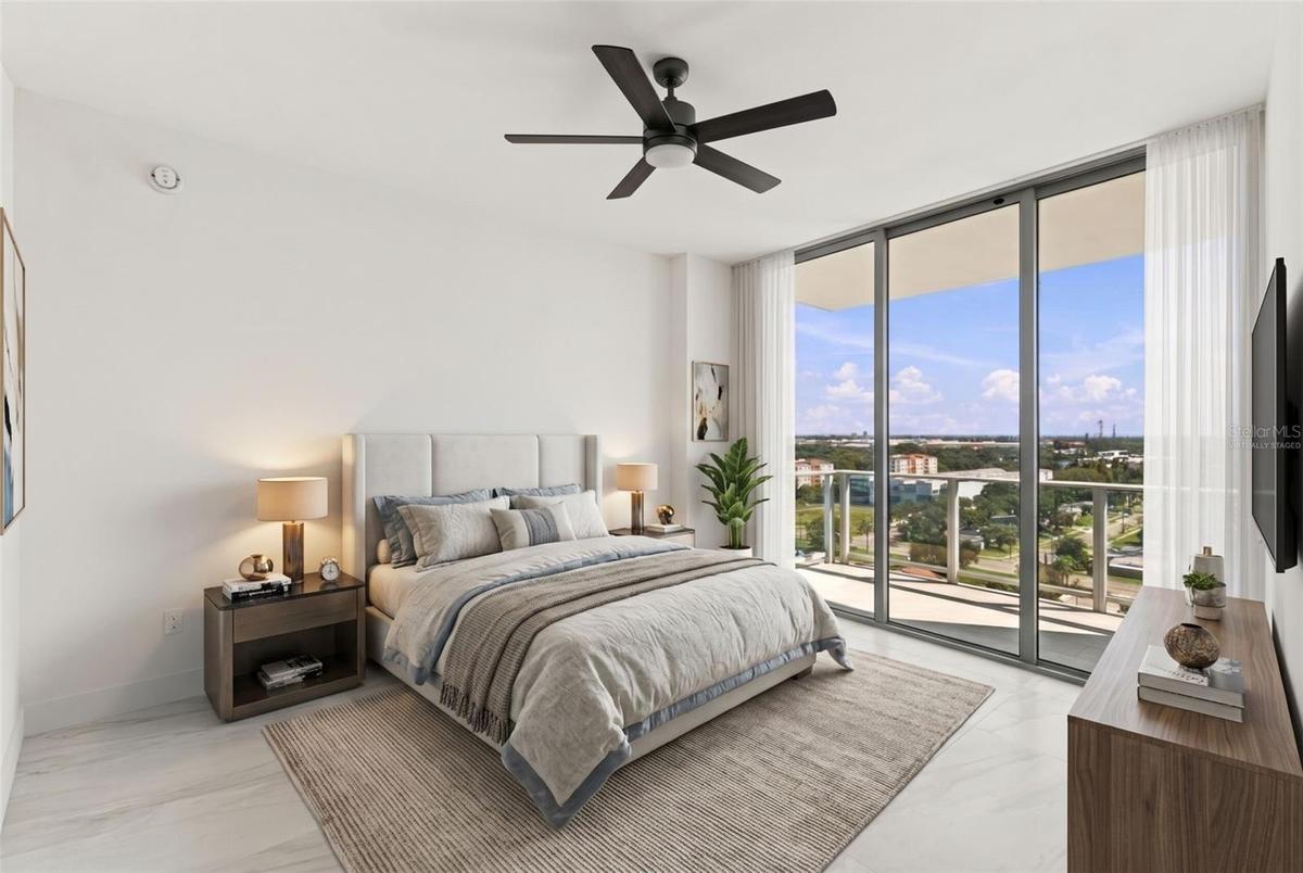 Virtually Staged 3rd Bedroom with en suite bathroom that includes tub