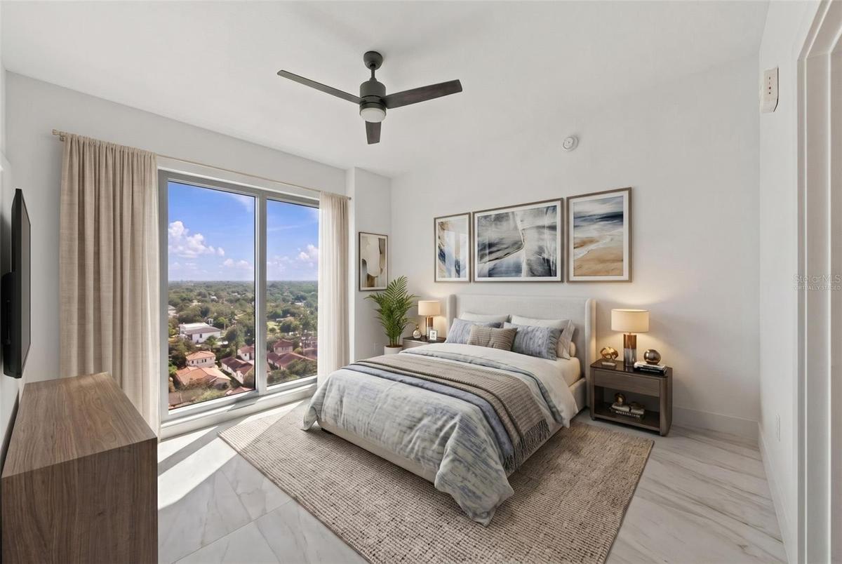 Virtually Staged - Bedroom 2 with en suite bath that inlcudes walk in shower