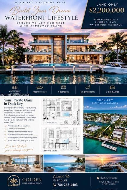 Real Estate Marketing Brochure. Detailing the sale of the property including architectural plans and lot specifications