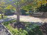 A place to sit, adjoining a green across from both the Community Center and Postal Center.