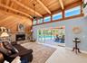 Family room with natural light and fireplace
