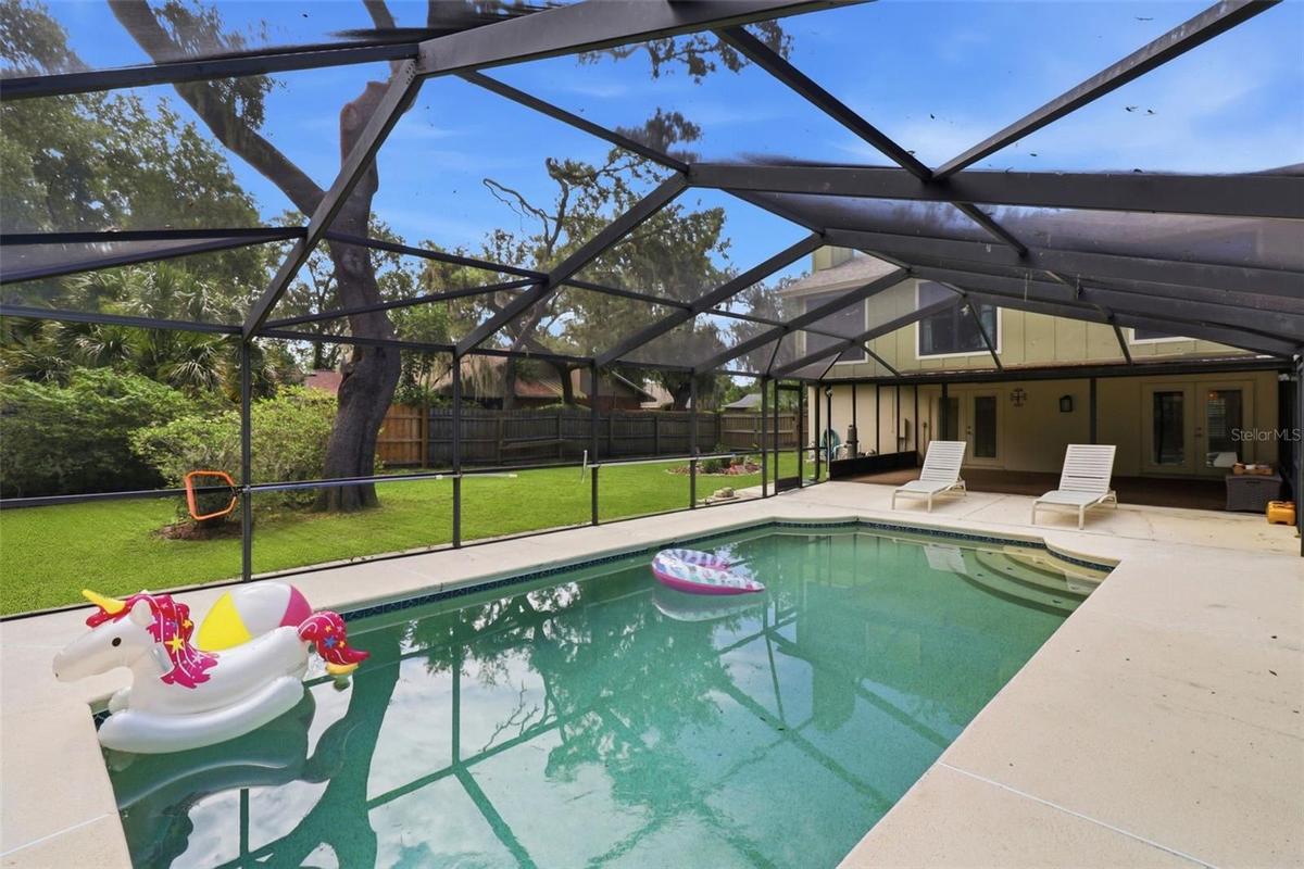 Beautiful pool with covered lanai