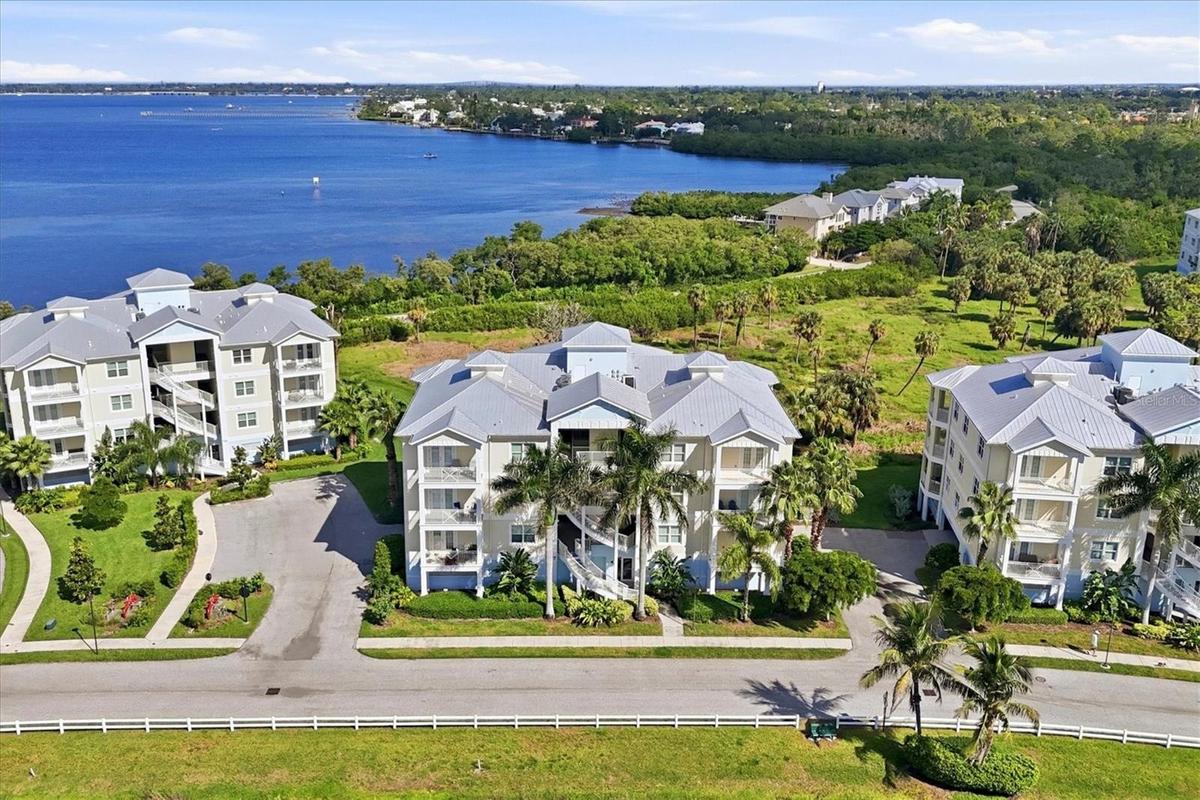 Aerial with Palma Sola Bay beyond.