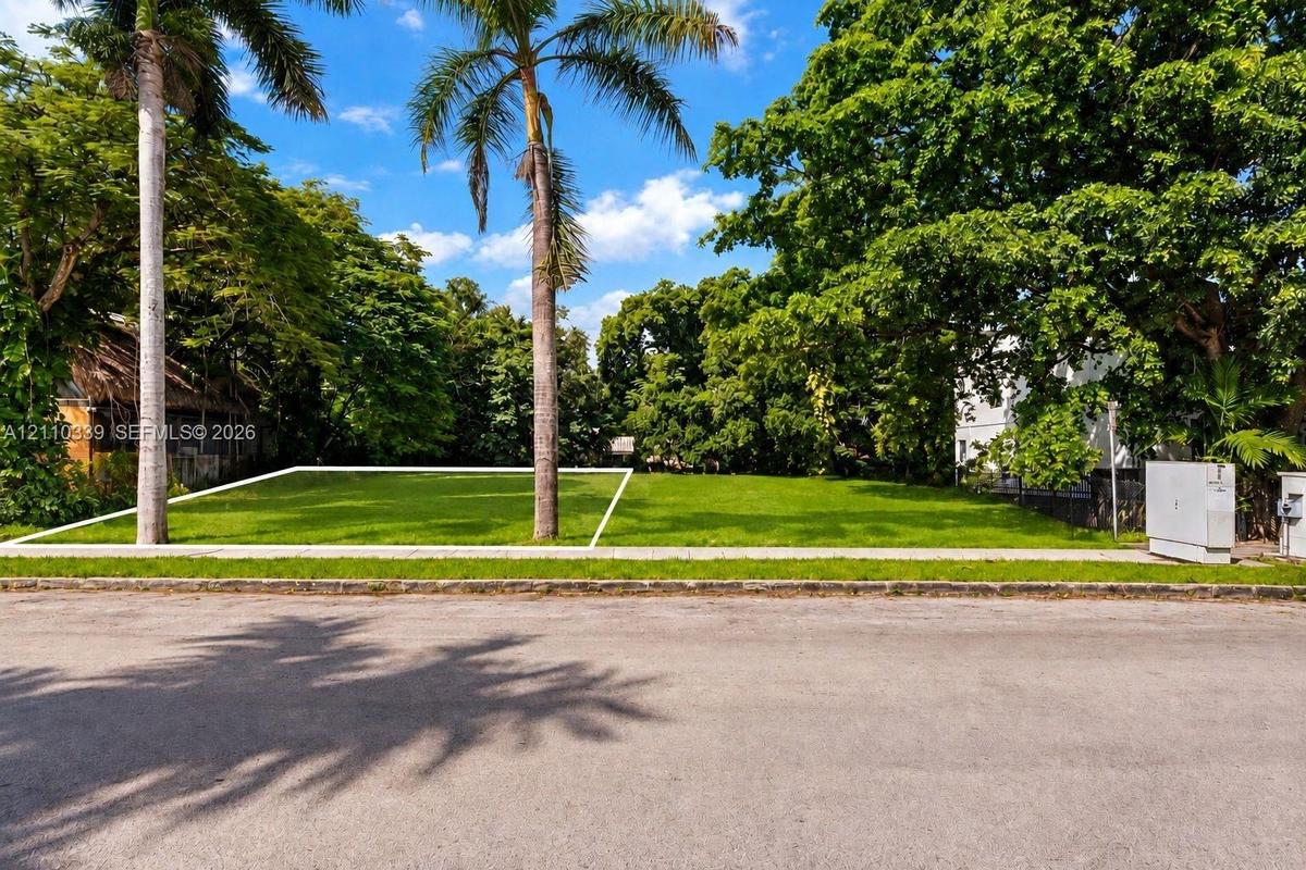 Level lot featuring grass cover, palm trees, and mature canopy trees