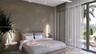 Textured accent wall featuring integrated vertical lighting, floor-to-ceiling glass panel, and sliding door access to exterior space