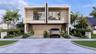 Modern two-story architectural exterior featuring horizontal cladding, glass-panel balcony railings, floor-to-ceiling windows, and integrated concrete