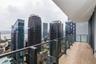 Private balcony featuring wood-finish flooring and a glass-panel railing with metal frame