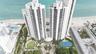 High-rise residential towers featuring direct oceanfront access, a private tennis court, an outdoor swimming pool, and landscaped grounds