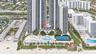 High-rise coastal property featuring an outdoor swimming pool, tennis court, landscaped grounds, and direct beach access