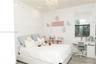 Bedroom featuring recessed lighting, crystal-style chandelier, wood-finish flooring, and a single-pane window