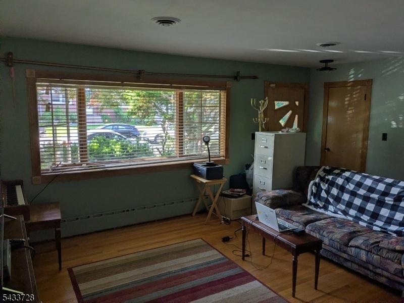 living room with bay window