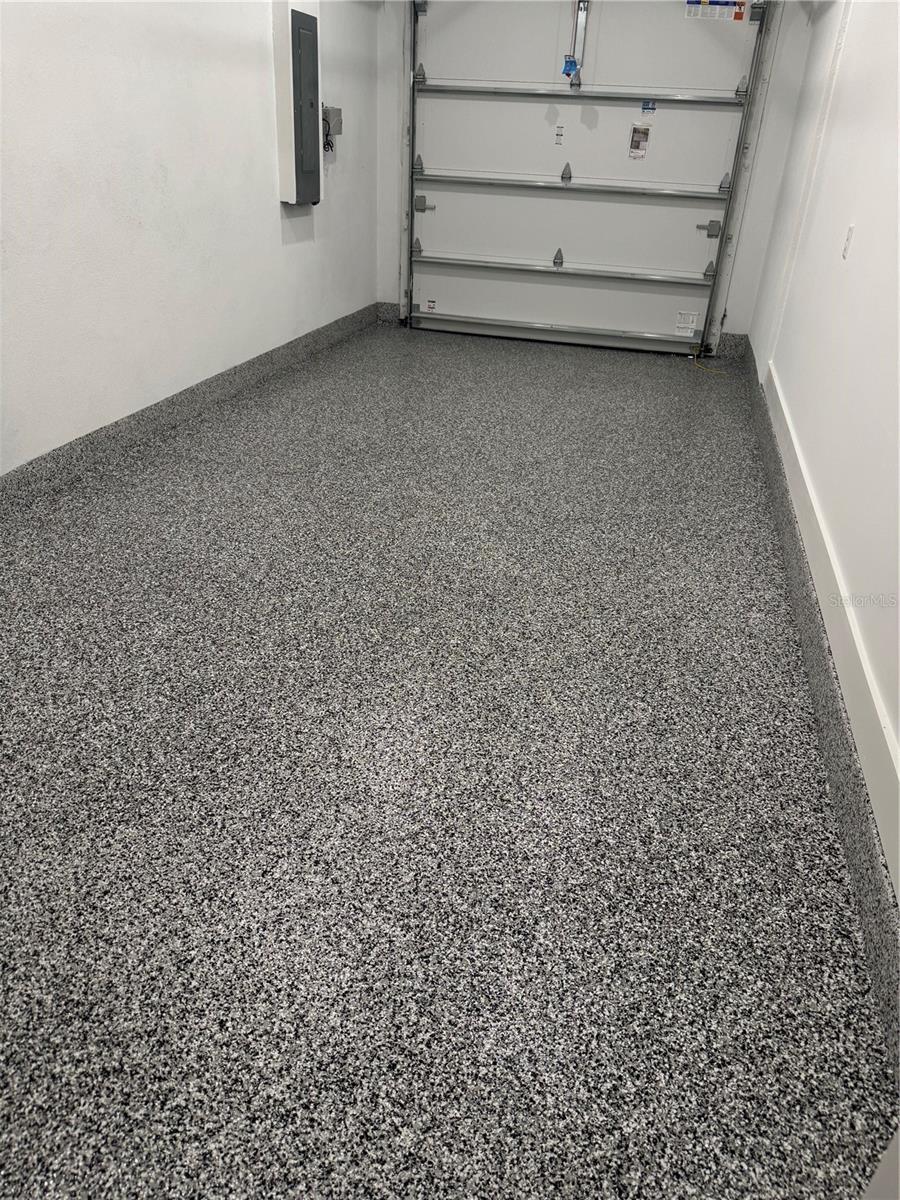 Garage with epoxy floor