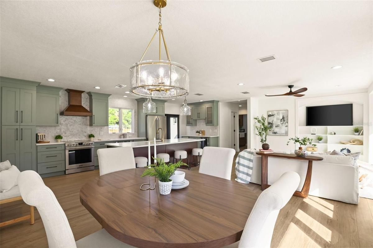 View of open concept living area.