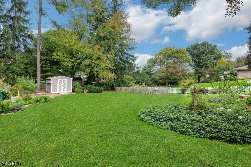 Backyard, with storage shed.