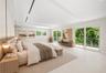 Virtually Staged: Spacious room featuring tray ceiling, recessed lighting, dual pendant fixtures, and glass sliding doors with access to an exterior b