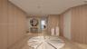 Interior space featuring light-toned wood-paneled walls, wood-finish flooring, and recessed ceiling lighting