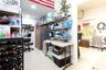 Garage space featuring wall-mounted wire shelving, recessed lighting, and a dedicated ductless mini-split climate control system