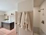 Large Walk-in Shower with Marble & Subway Tile