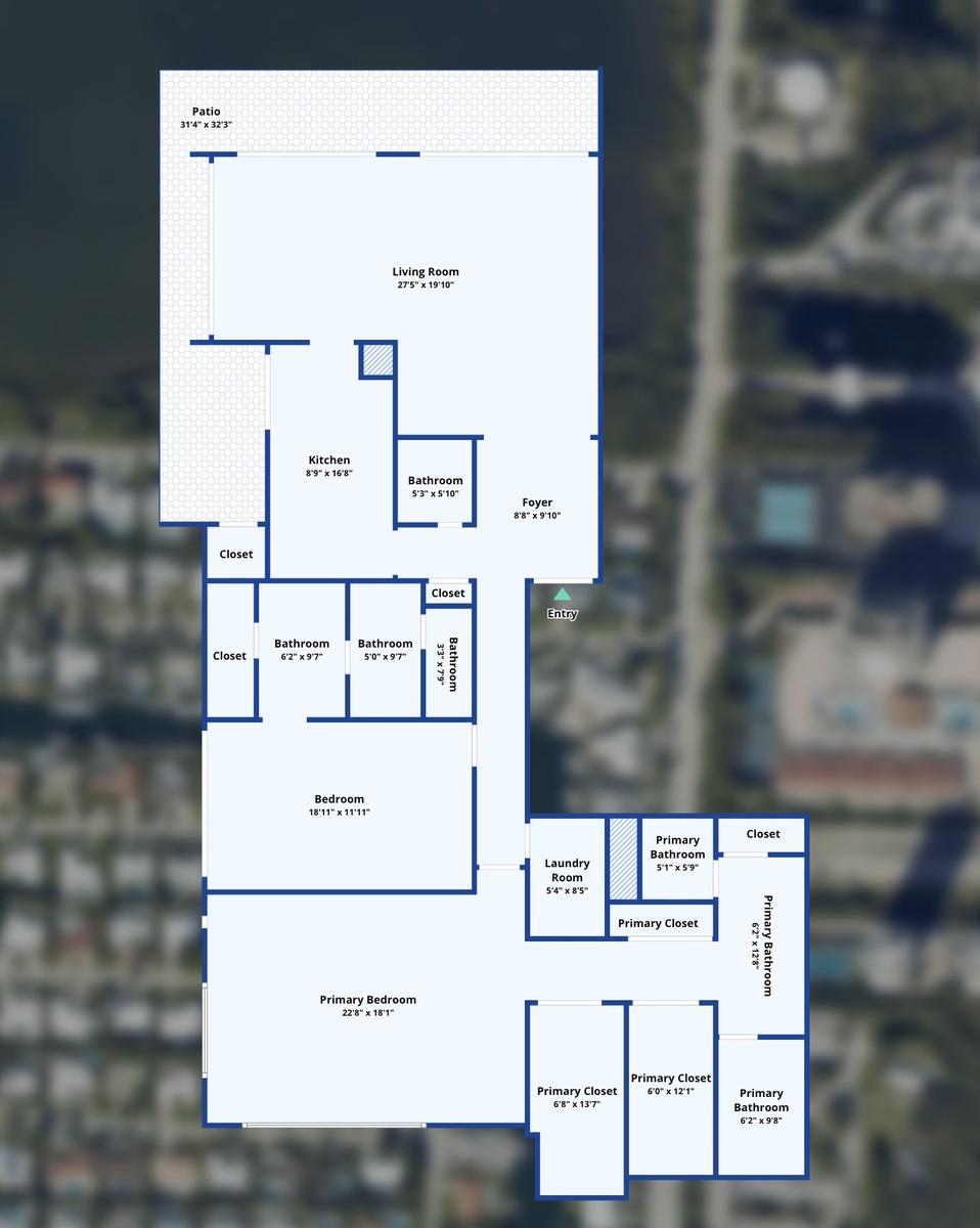 Front-to-back floor plan showcases approximately 2,224 SF with expansive ocean-facing living and dining areas, two generous bedroom suites, 3.5 baths,