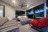 Relaxing or entertaining at sunset in your spacious covered outdoor living area with bio flame fire pit
