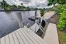 The dock also includes a convenient floating dock for easy access to the water