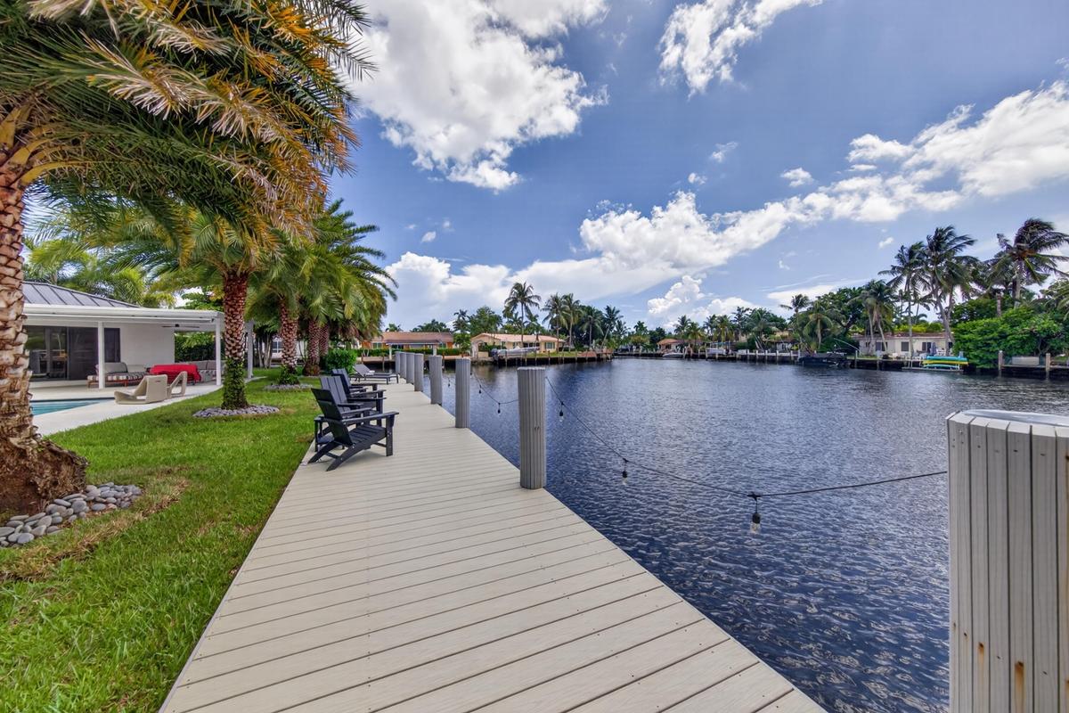 Wide waterfront from your long composite wood dock. Bring your boat!