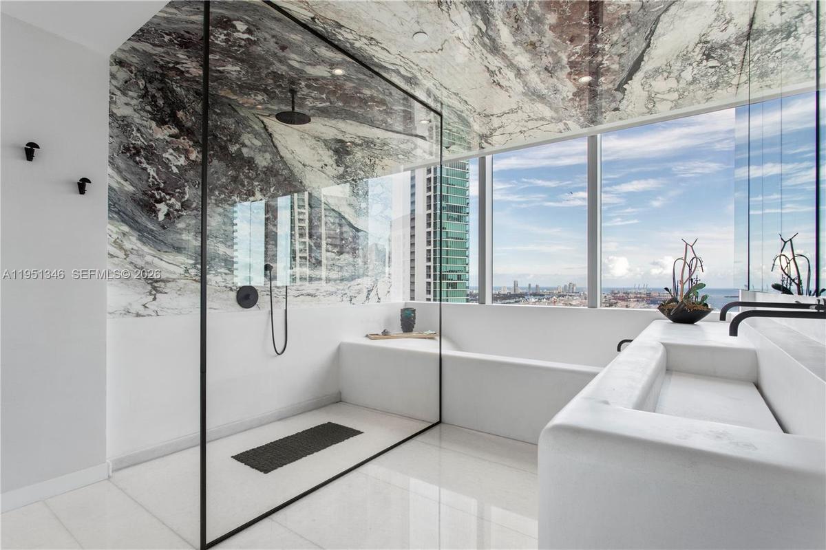 Dramatic Viola Marble on Ceilings and in Shower