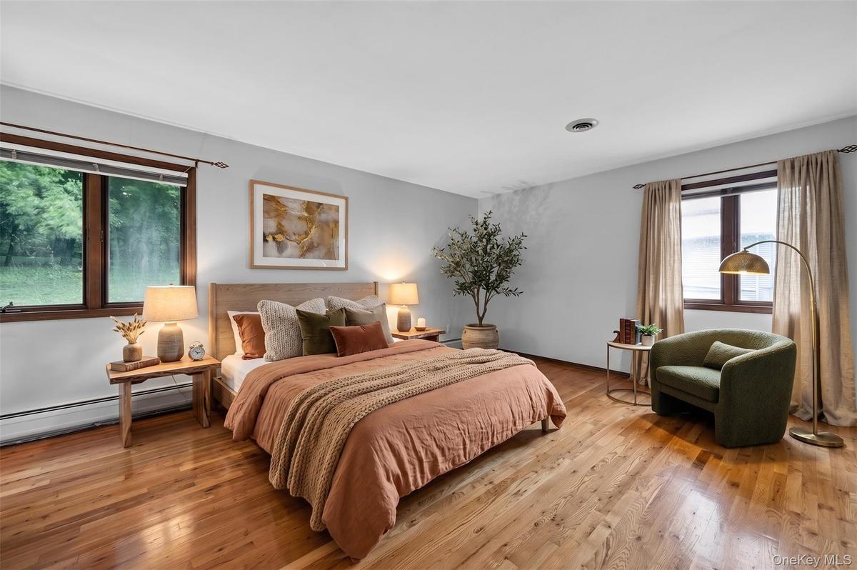 Virtual furnishings. Size is big and wood floors are beautiful