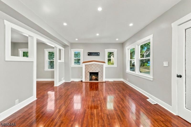 living room with fire place