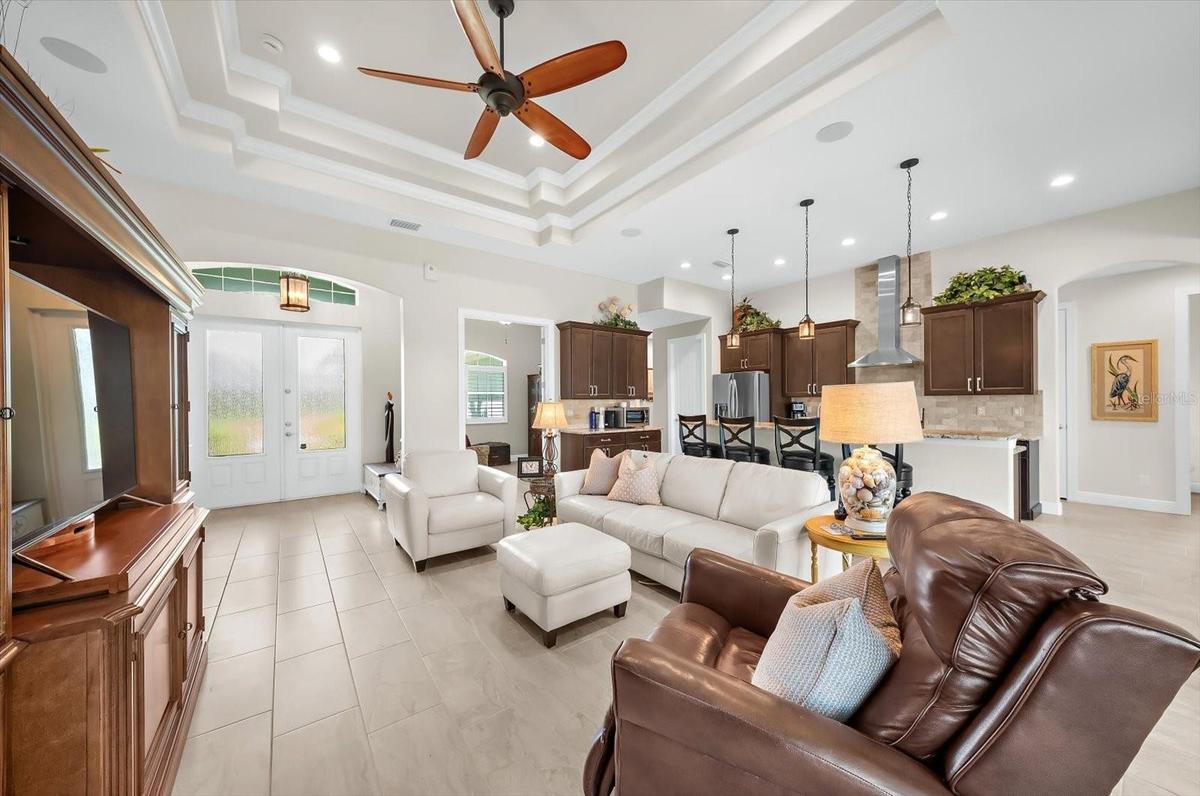 Beautiful French Doors And Soaring Double Tray Ceilings!