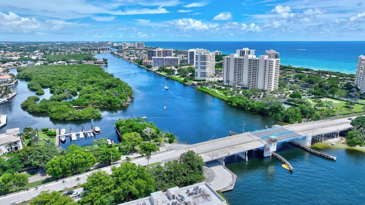 Walk across the bridge to the beach!