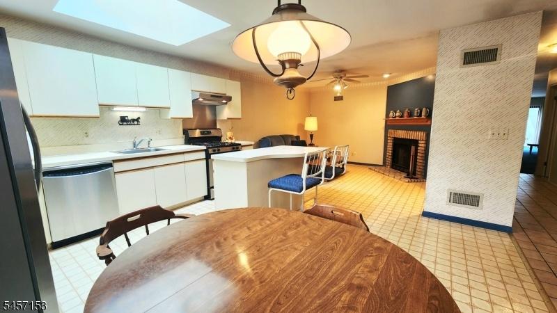 Kitchen and family room