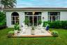 Backyard includes retractable awning