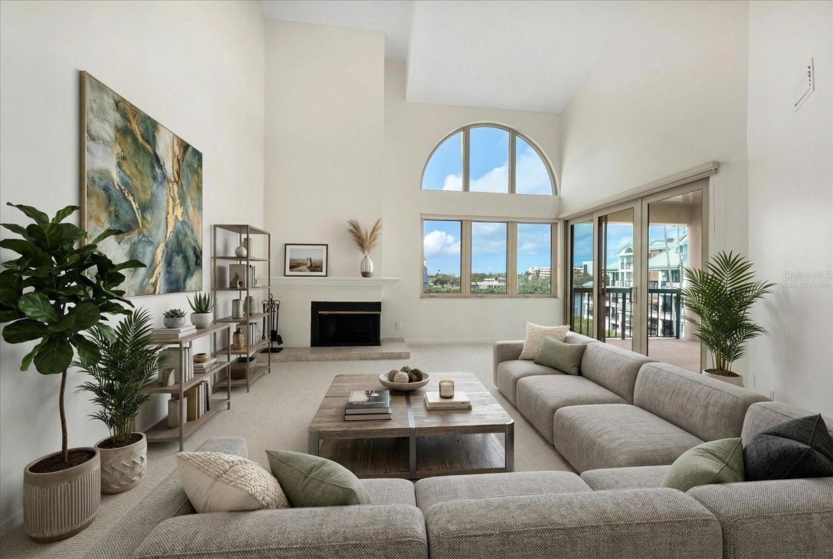Living room, virtually staged