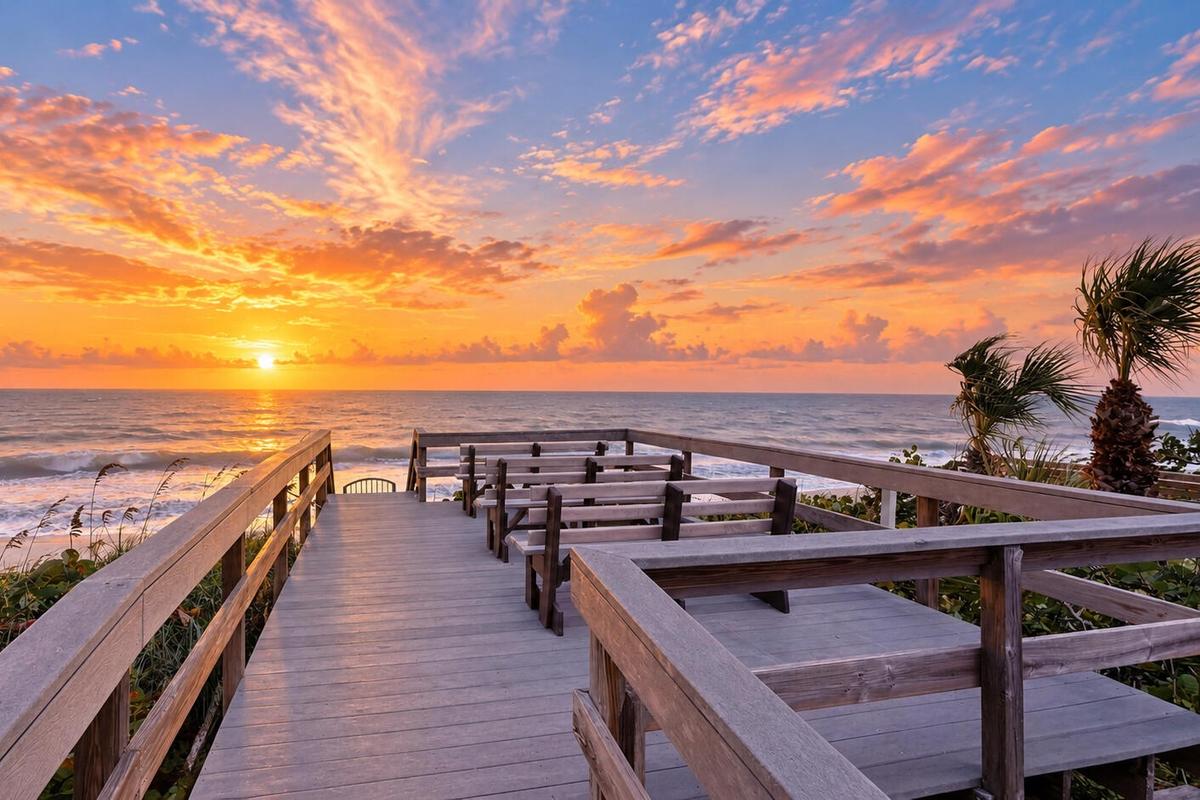 Sunset Boardwalk Beach Access View