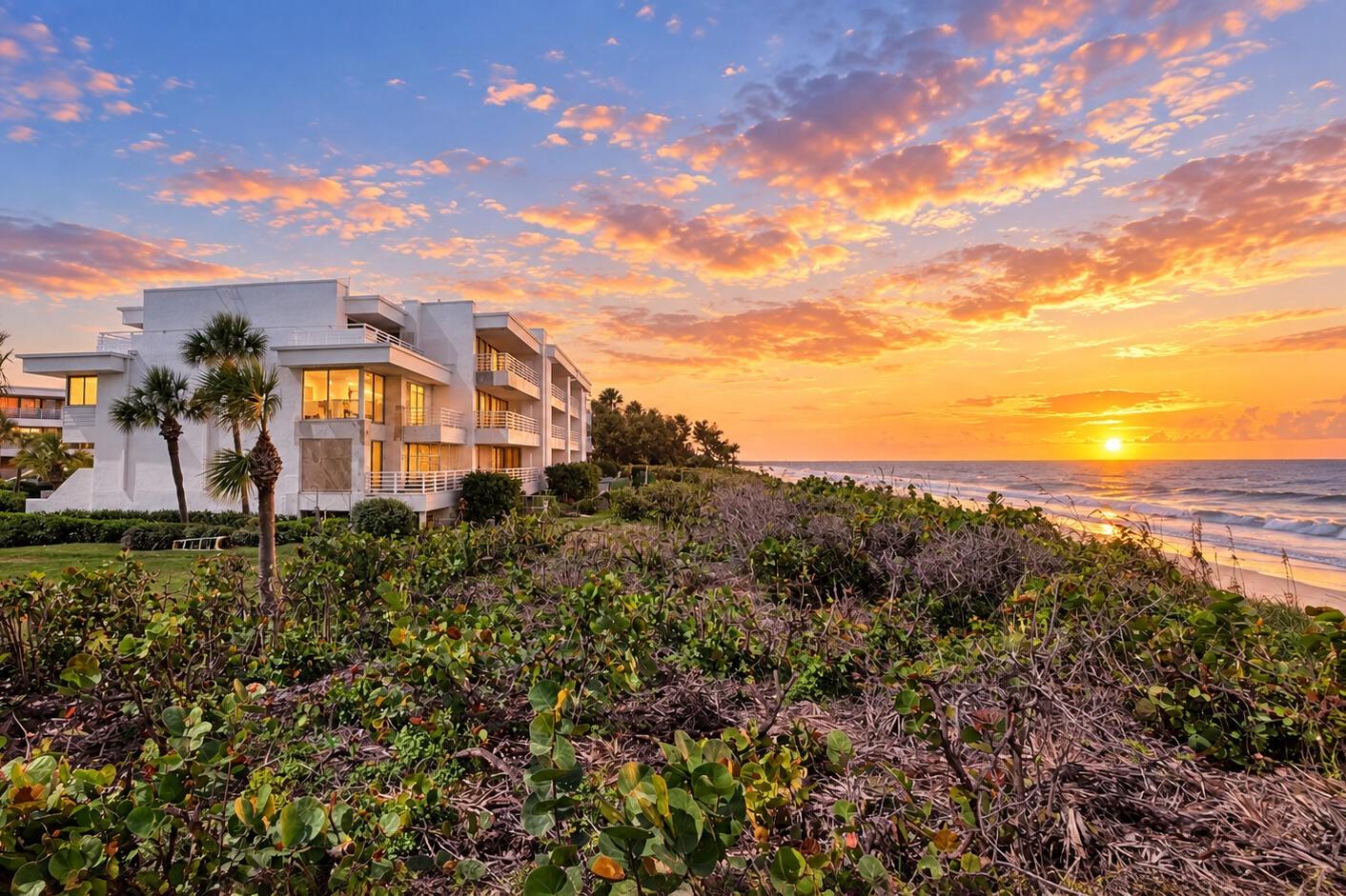 Building Oceanfront Sunset View. Penthouse Residence on Top Floor #301 with 2 Balconies facing East