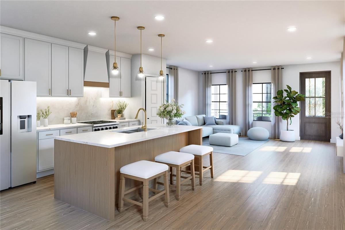 Second-Floor Open Living Area “Artist Rendering — Proposed Construction.” “Virtually Staged.”