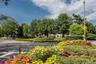 Traffic circle in front of the Presbyterian Hospital Westchester and Studio Arcade