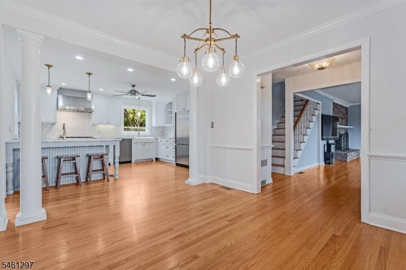 dining area into kitchen