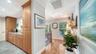 Open kitchen with custom wood cabinetry and abundant storage.