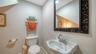 Convenient half bath.