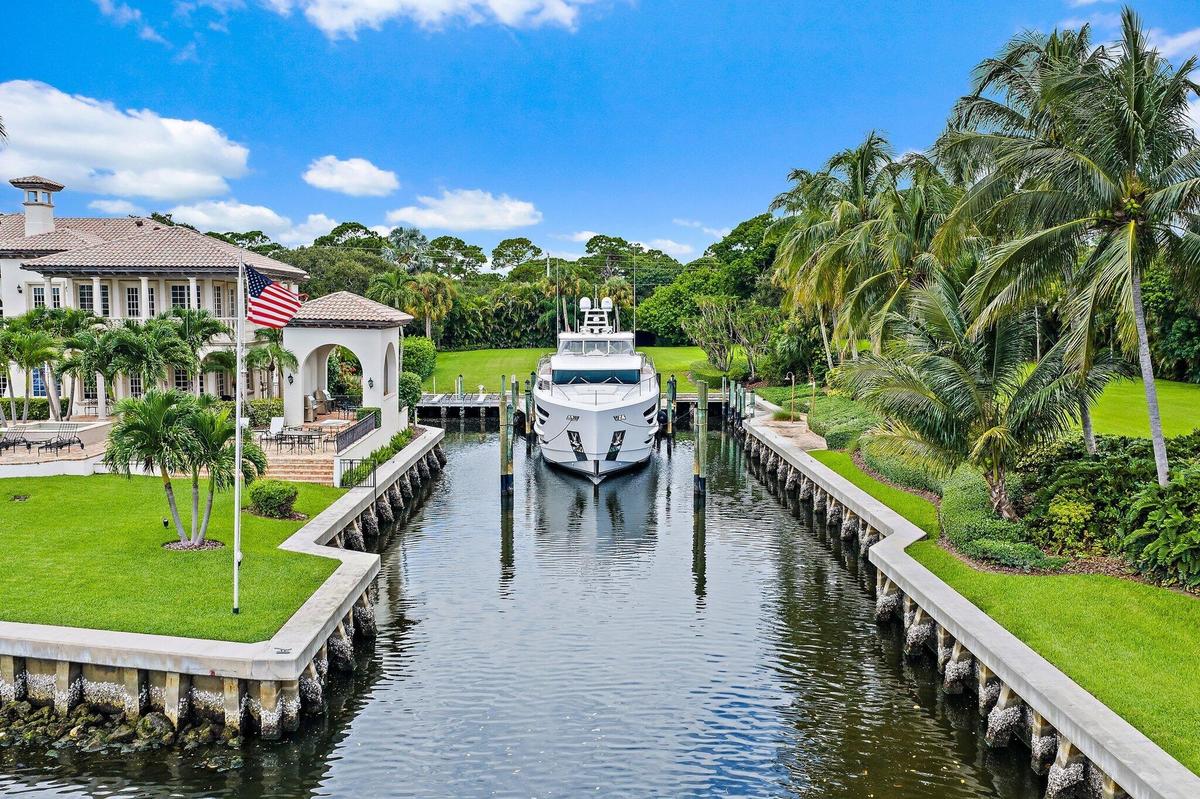 boat is 85', this 'hurricane hole' accommodates + protects mega yacht(s)