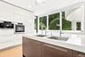Double sink and views into front yard.